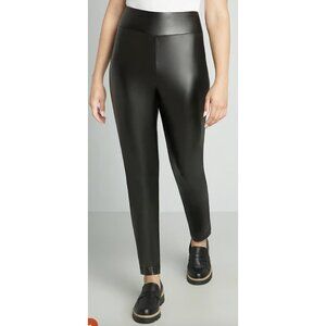 MODCLOTH Keen on Sheen Faux Vegan Leather Leggings in Black Goth - Size L NWT
